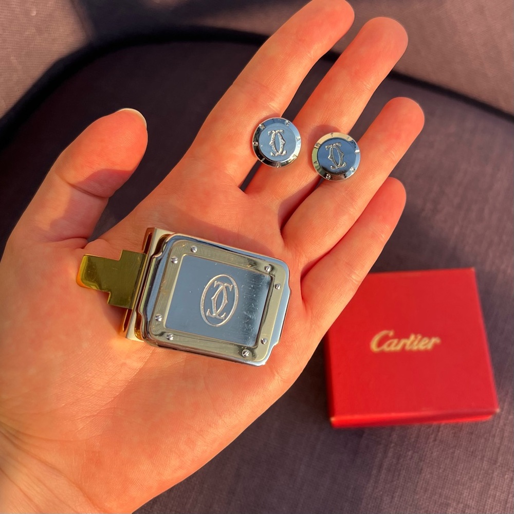 Cartier buckle for belt and cufflinks authentic vintage - Picture 5 of 11
